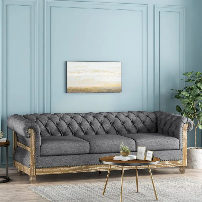 Canapé Saragus Chesterfield avec bordure cloutée par Christopher Knight Home - 85,50 L x 33,25 P x 28,50 H