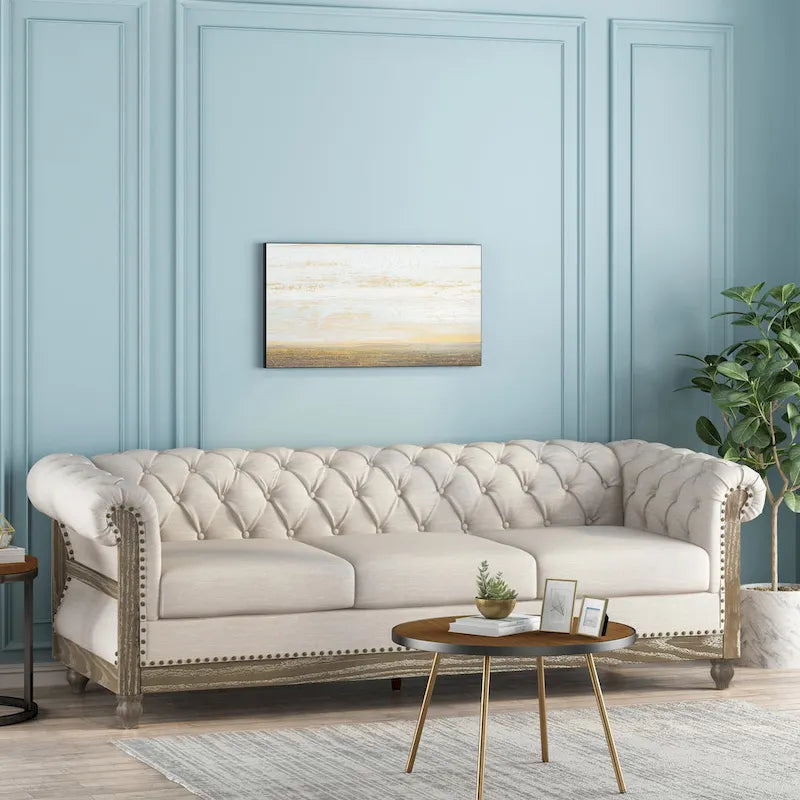 Canapé Saragus Chesterfield avec bordure cloutée par Christopher Knight Home - 85,50 L x 33,25 P x 28,50 H