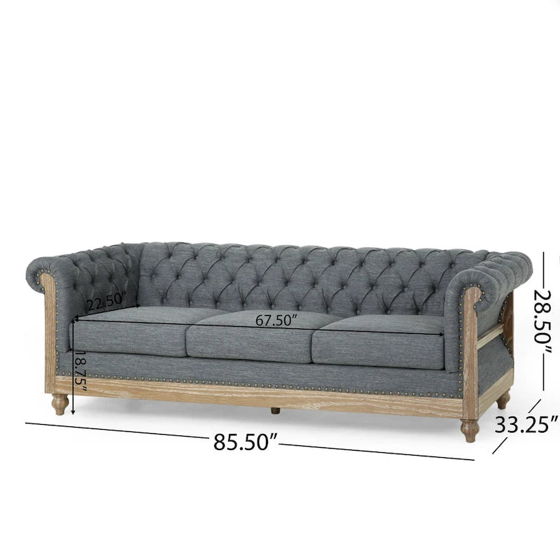 Canapé Saragus Chesterfield avec bordure cloutée par Christopher Knight Home - 85,50 L x 33,25 P x 28,50 H