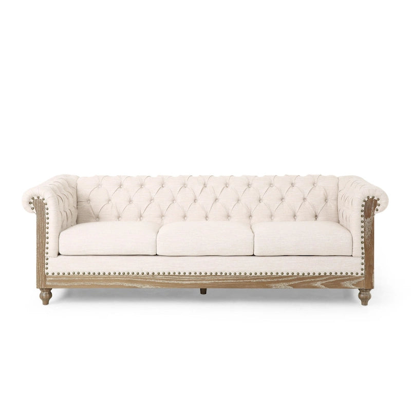 Canapé Saragus Chesterfield avec bordure cloutée par Christopher Knight Home - 85,50 L x 33,25 P x 28,50 H