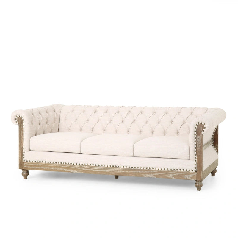 Canapé Saragus Chesterfield avec bordure cloutée par Christopher Knight Home - 85,50 L x 33,25 P x 28,50 H