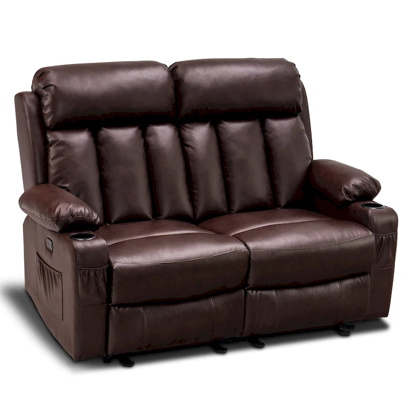 Canapé inclinable électrique MCombo avec fonction chauffage et massage, en similicuir 6095/6075/6077