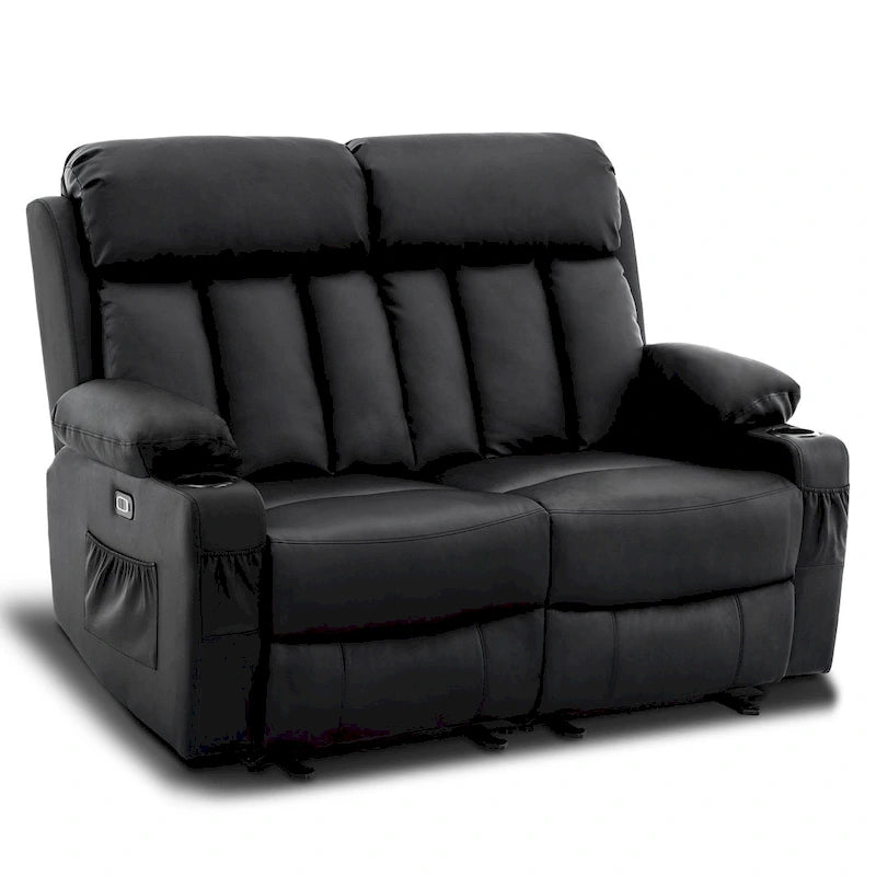 Canapé inclinable électrique MCombo avec fonction chauffage et massage, en similicuir 6095/6075/6077
