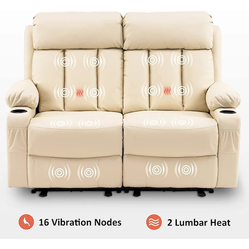 Canapé inclinable électrique MCombo avec fonction chauffage et massage, en similicuir 6095/6075/6077