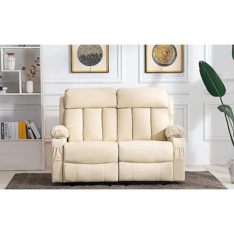 Canapé inclinable électrique MCombo avec fonction chauffage et massage, en similicuir 6095/6075/6077
