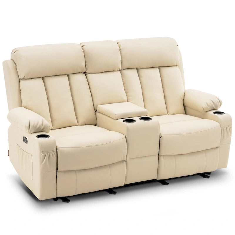 Canapé inclinable électrique MCombo avec fonction chauffage et massage, en similicuir 6095/6075/6077