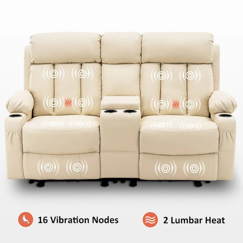 Canapé inclinable électrique MCombo avec fonction chauffage et massage, en similicuir 6095/6075/6077