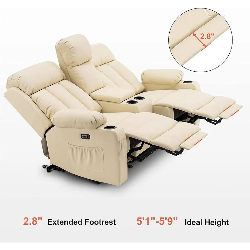 Canapé inclinable électrique MCombo avec fonction chauffage et massage, en similicuir 6095/6075/6077