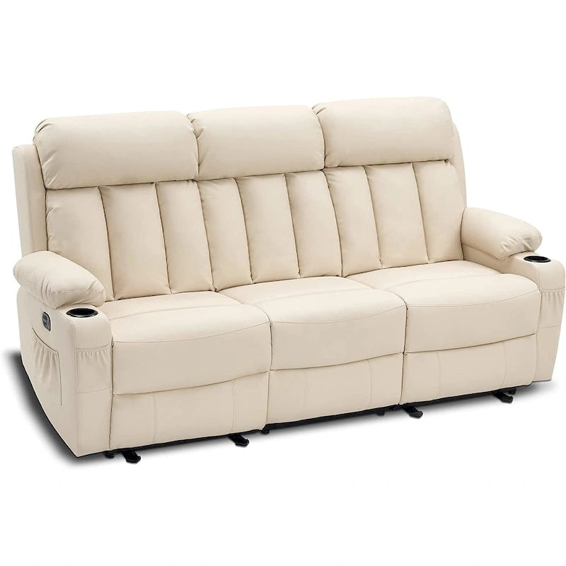 Canapé inclinable électrique MCombo avec fonction chauffage et massage, en similicuir 6095/6075/6077
