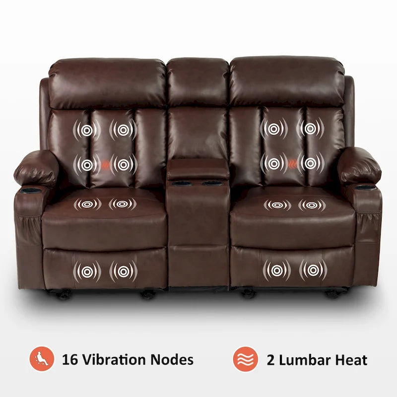 Canapé inclinable électrique MCombo avec fonction chauffage et massage, en similicuir 6095/6075/6077