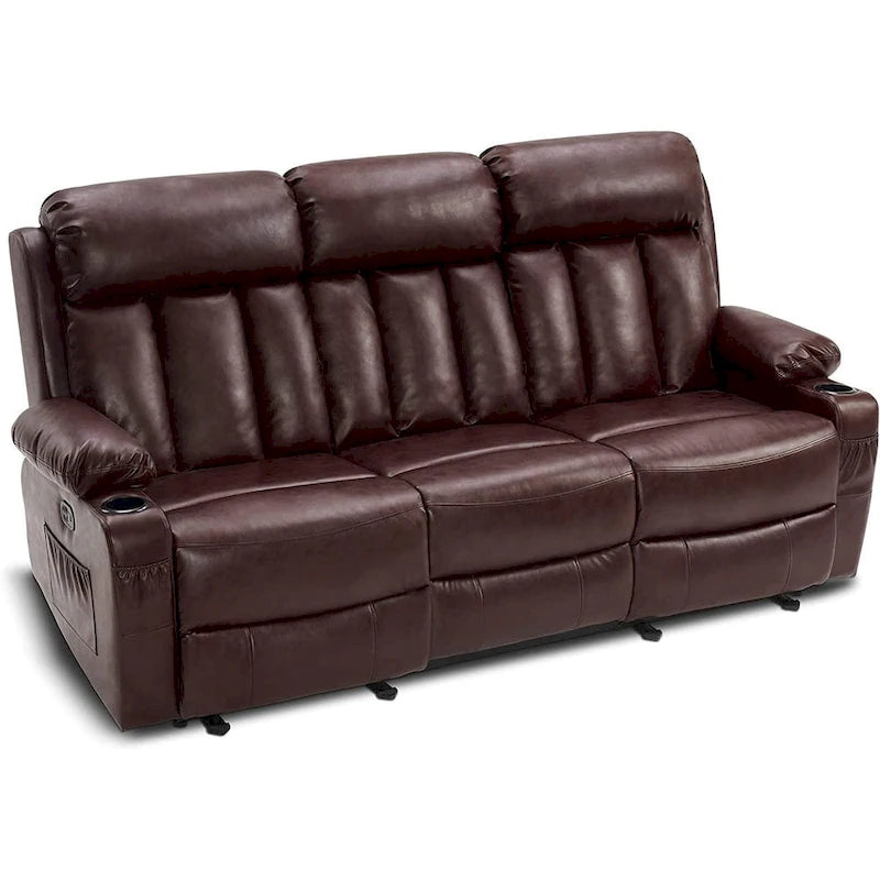 Canapé inclinable électrique MCombo avec fonction chauffage et massage, en similicuir 6095/6075/6077