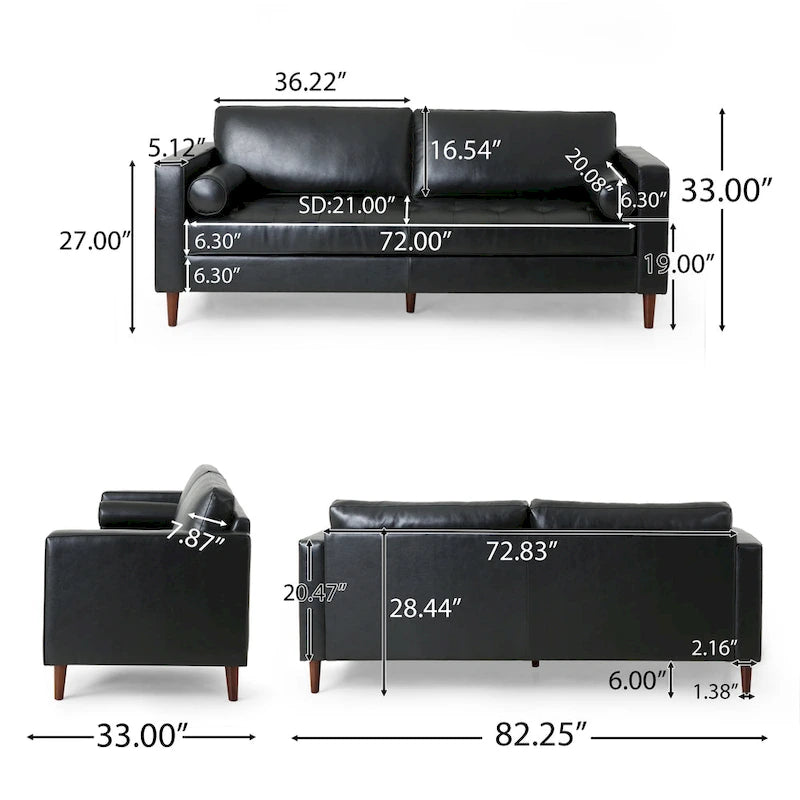 Canapé 3 places capitonné contemporain Malinta de Christopher Knight Home - 82,25 L x 33,00 l x 33,00 H