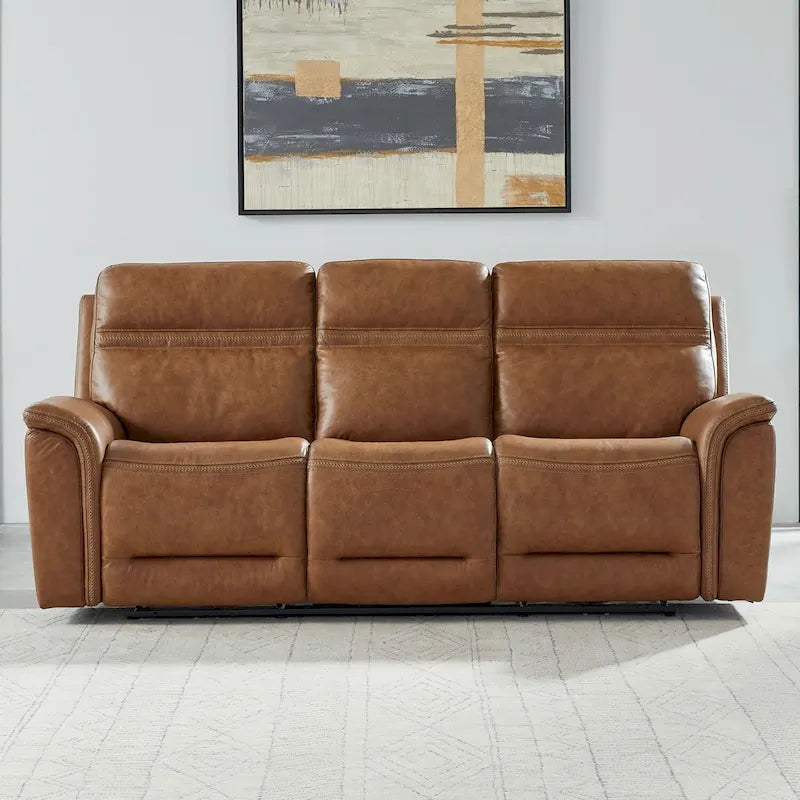 Canapé inclinable électrique double en cuir Cooper - Camel