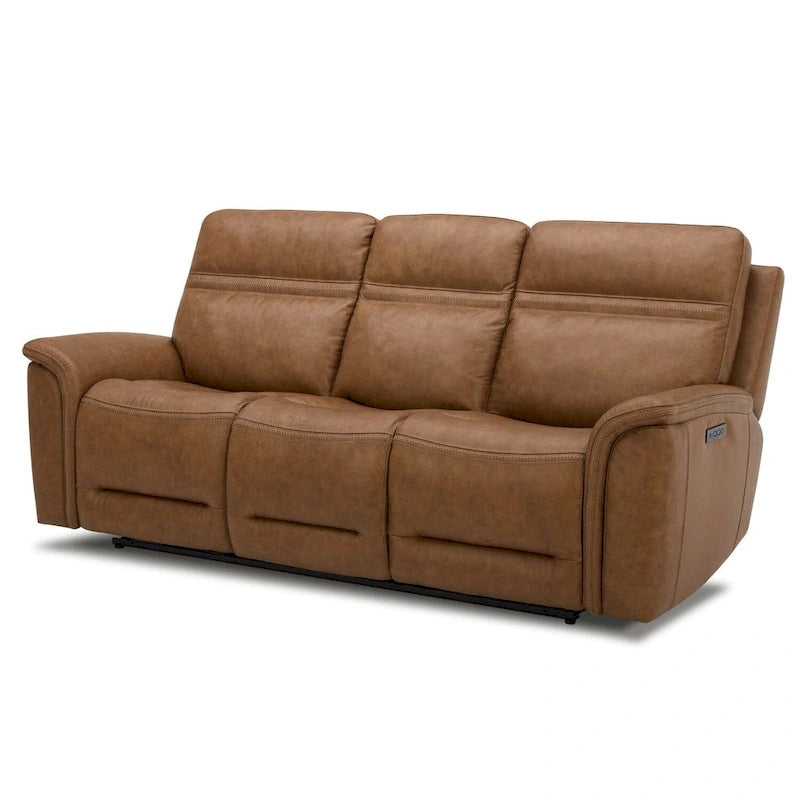 Canapé inclinable électrique double en cuir Cooper - Camel