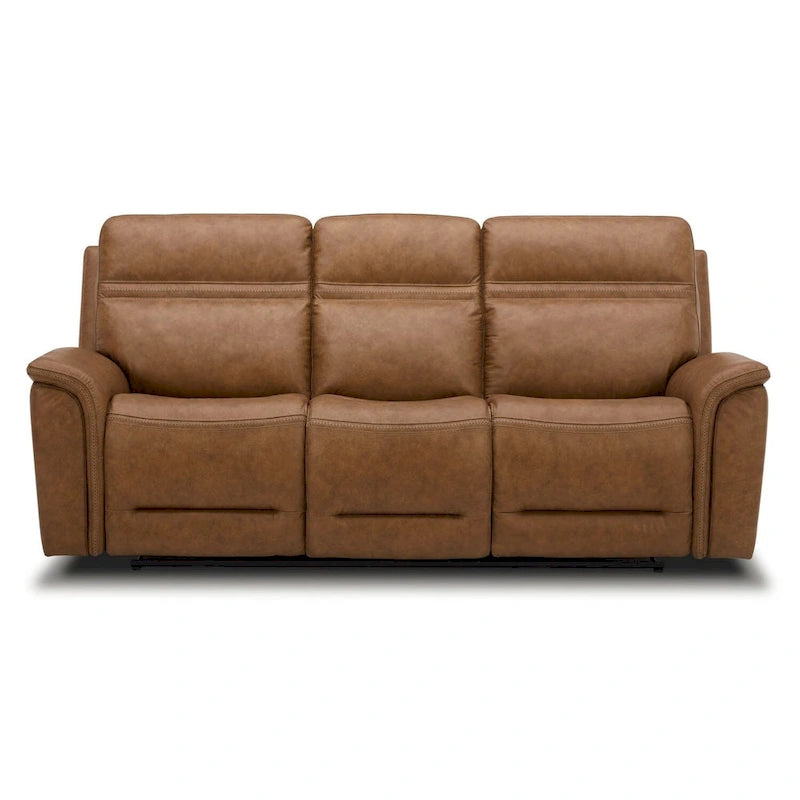 Canapé inclinable électrique double en cuir Cooper - Camel