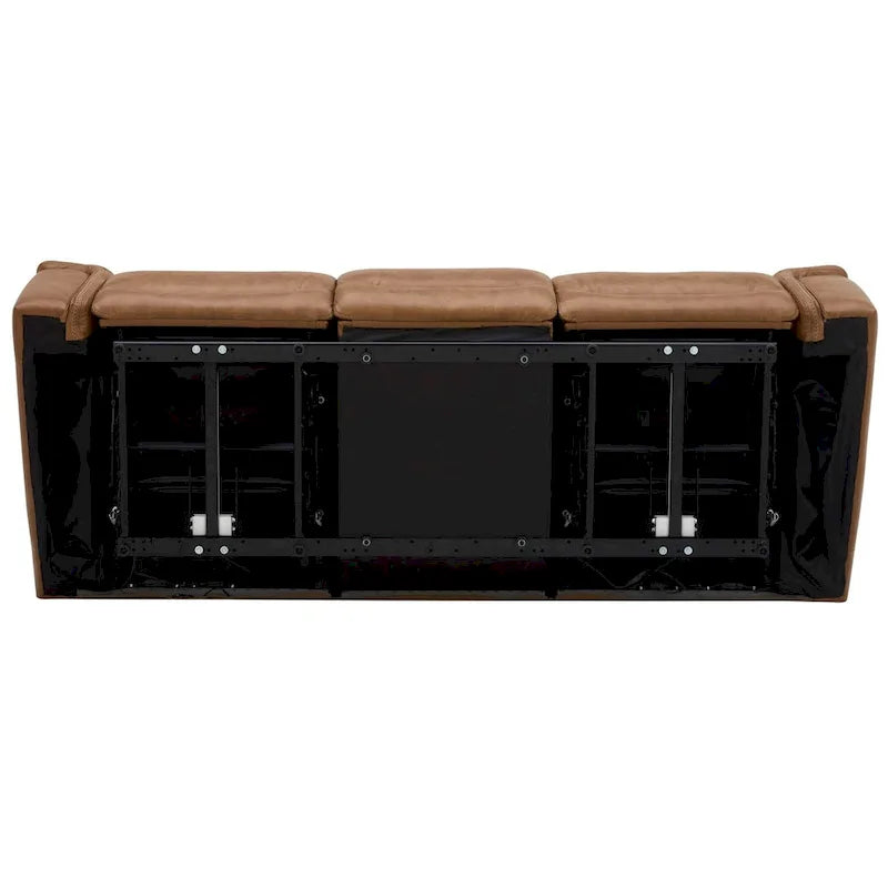 Canapé inclinable électrique double en cuir Cooper - Camel