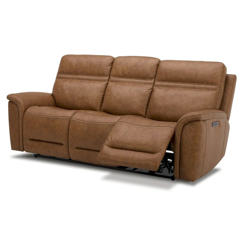Canapé inclinable électrique double en cuir Cooper - Camel
