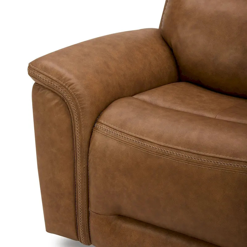 Canapé inclinable électrique double en cuir Cooper - Camel