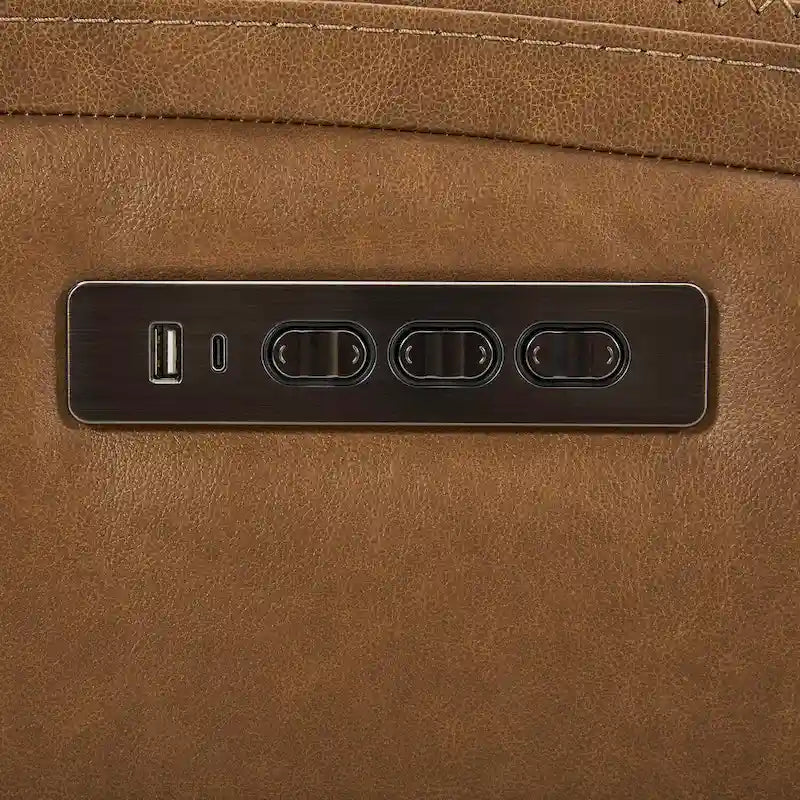 Canapé inclinable électrique double en cuir Cooper - Camel