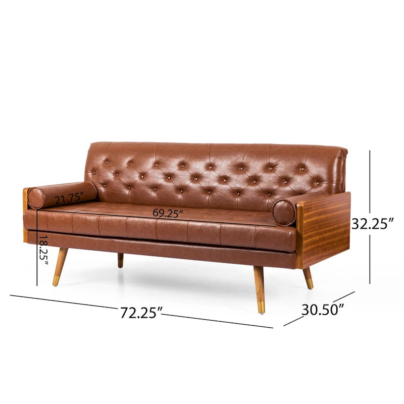 Canapé capitonné Barnard Mid-century avec oreillers décoratifs par Christopher Knight Home