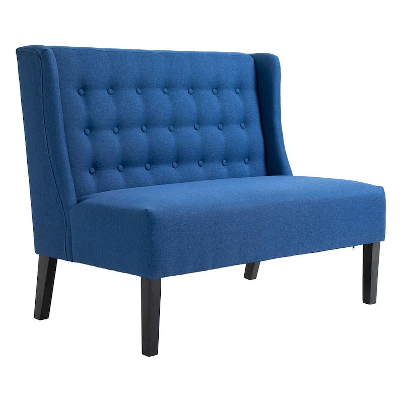 HOMCOM Canapé double en tissu de lin Rembourrage Fauteuil deux places sans accoudoirs Meuble de salon avec pieds en bois - 73 x 110 x 93 cm