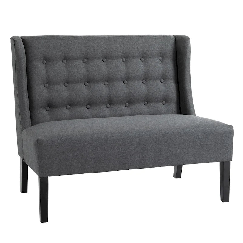 HOMCOM Canapé double en tissu de lin Rembourrage Fauteuil deux places sans accoudoirs Meuble de salon avec pieds en bois - 73 x 110 x 93 cm