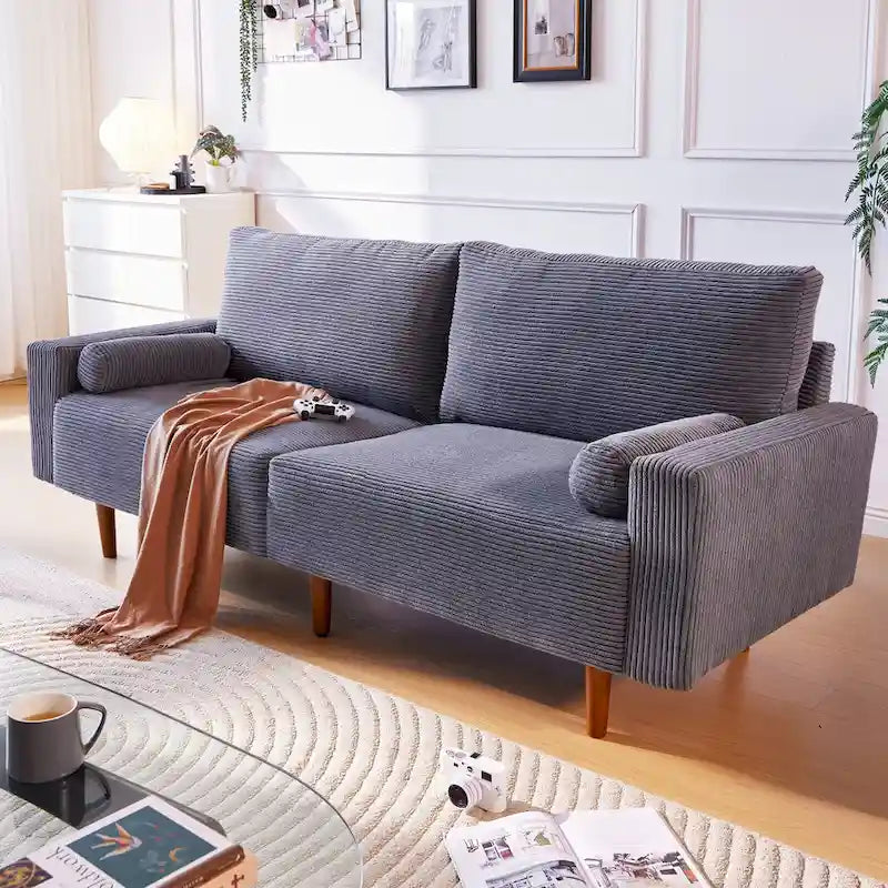 HOOOWOOO Canapé Rembourré de Style Mid-Century Modern avec Coussins Roulés