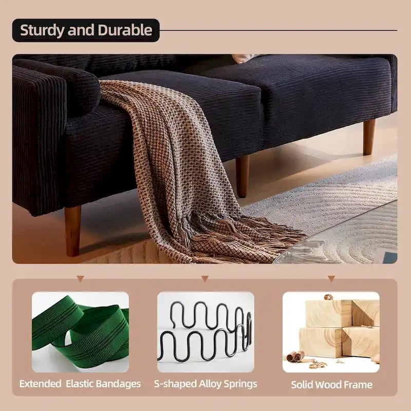 HOOOWOOO Canapé Rembourré de Style Mid-Century Modern avec Coussins Roulés