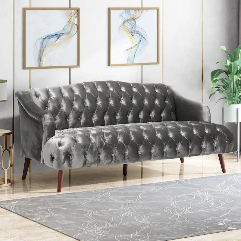 Canapé Adelia en velours capitonné style moderne glamour de Christopher Knight Home