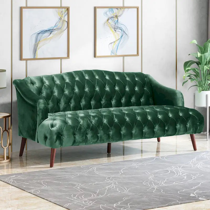 Canapé Adelia en velours capitonné style moderne glamour de Christopher Knight Home