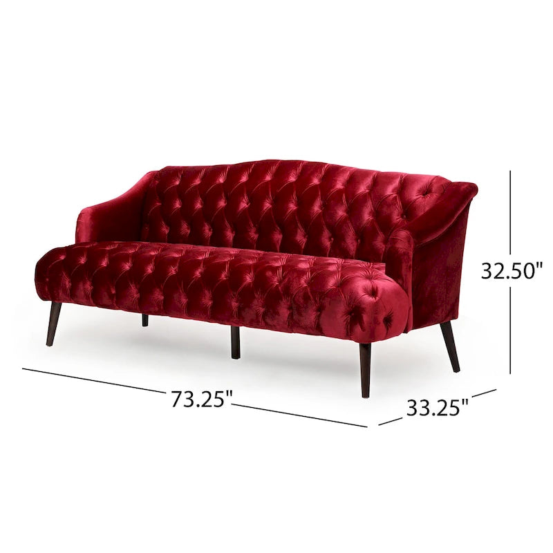 Canapé Adelia en velours capitonné style moderne glamour de Christopher Knight Home