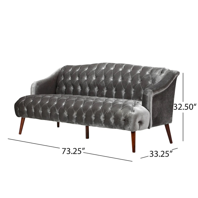 Canapé Adelia en velours capitonné style moderne glamour de Christopher Knight Home