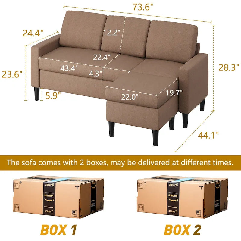Canapé d'angle convertible Futzca 74, petit canapé en L