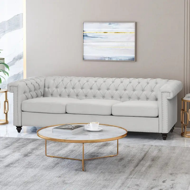 Canapé Chesterfield capitonné gris Parkhurst de Christopher Knight Home