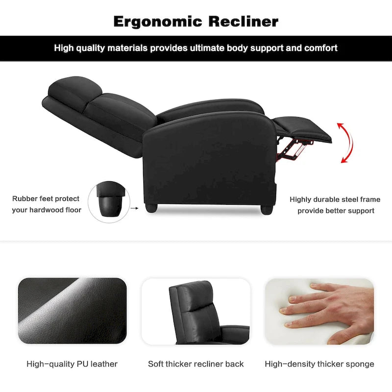 Fauteuil inclinable Homall en cuir PU, inclinable individuel pour salon