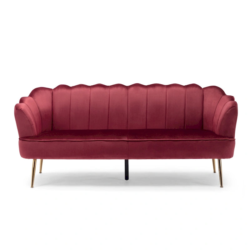 Canapé 3 places Reitz Glam Velvet Shell de Christopher Knight Home - 76,25 L x 29,25 l x 33,50 H