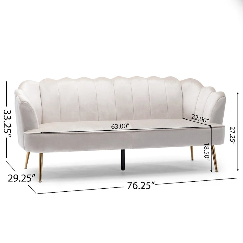 Canapé 3 places Reitz Glam Velvet Shell de Christopher Knight Home - 76,25 L x 29,25 l x 33,50 H