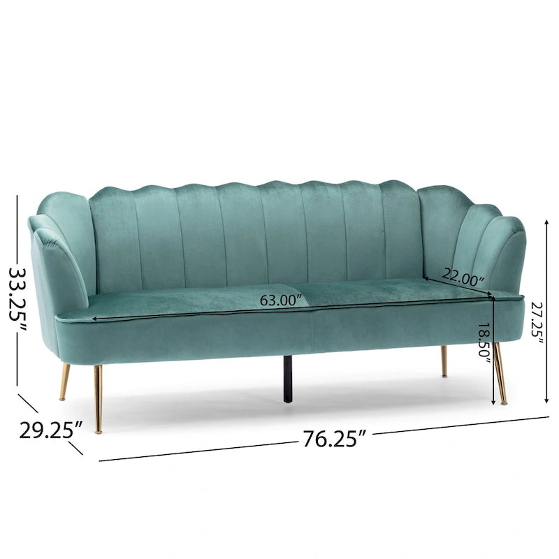 Canapé 3 places Reitz Glam Velvet Shell de Christopher Knight Home - 76,25 L x 29,25 l x 33,50 H