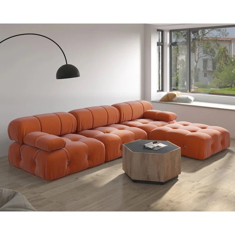 Canapé et chaise modulaires réversibles 104 Wide Velvet avec pouf