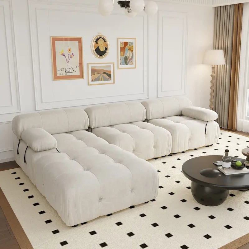 Canapé et chaise modulaires réversibles 104 Wide Velvet avec pouf