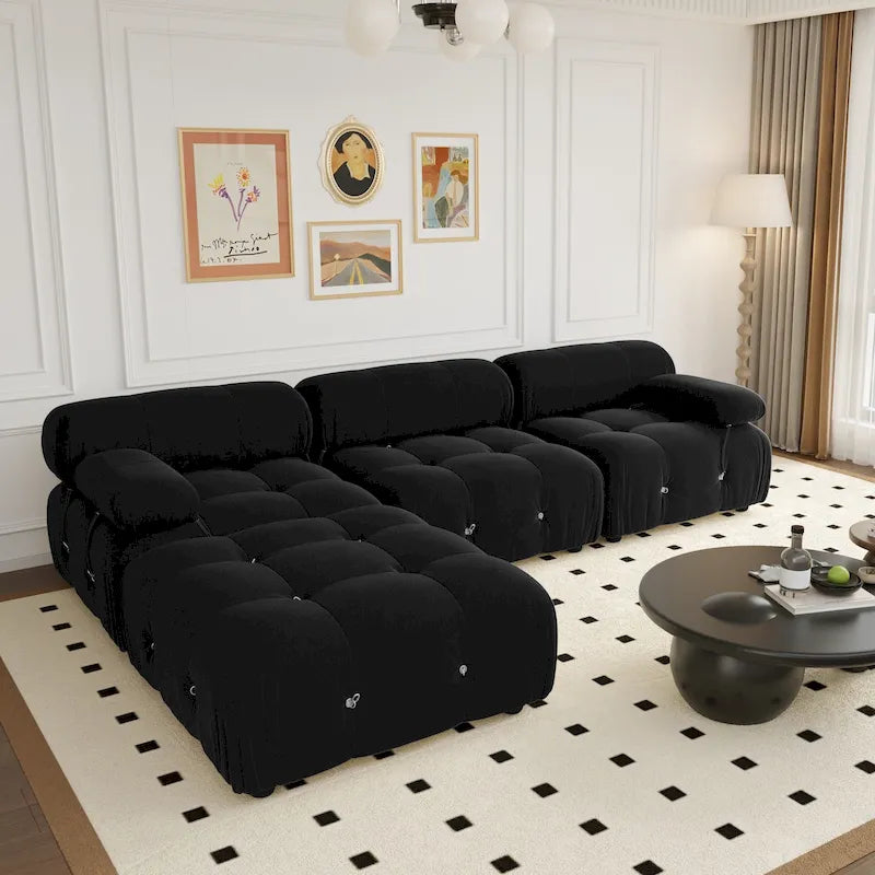 Canapé et chaise modulaires réversibles 104 Wide Velvet avec pouf