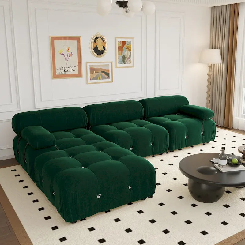 Canapé et chaise modulaires réversibles 104 Wide Velvet avec pouf