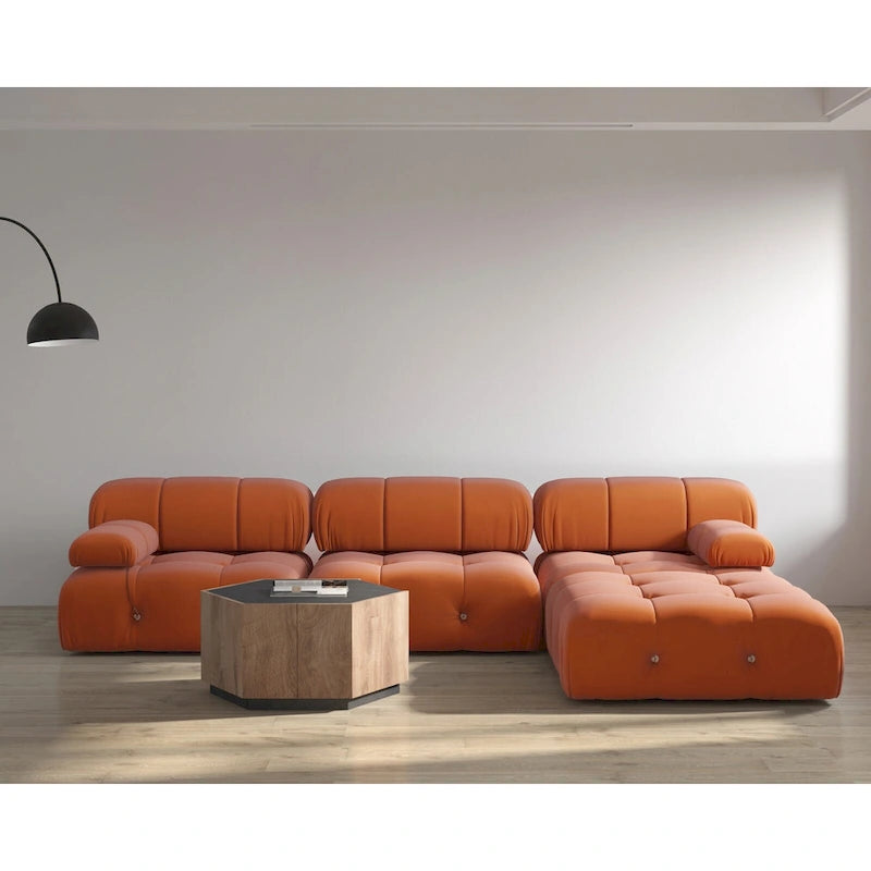 Canapé et chaise modulaires réversibles 104 Wide Velvet avec pouf