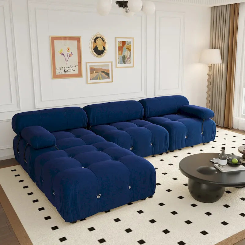 Canapé et chaise modulaires réversibles 104 Wide Velvet avec pouf