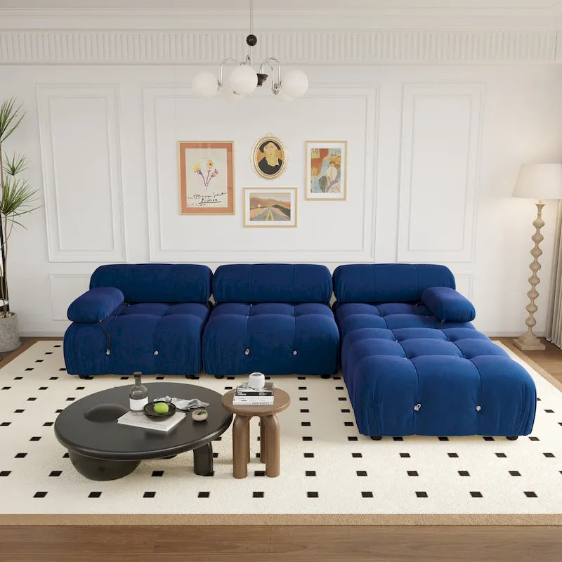Canapé et chaise modulaires réversibles 104 Wide Velvet avec pouf