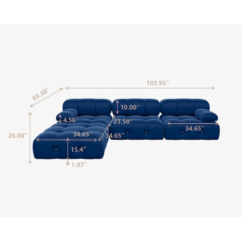 Canapé et chaise modulaires réversibles 104 Wide Velvet avec pouf
