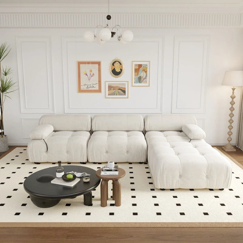 Canapé et chaise modulaires réversibles 104 Wide Velvet avec pouf