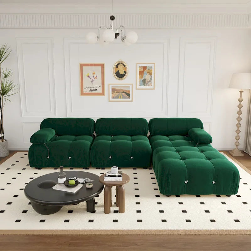 Canapé et chaise modulaires réversibles 104 Wide Velvet avec pouf
