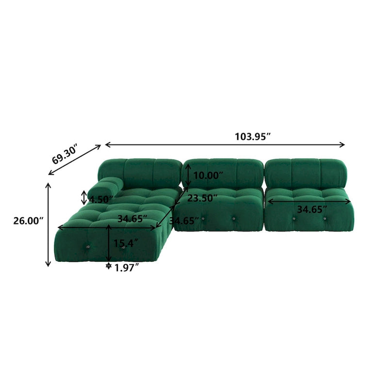 Canapé et chaise modulaires réversibles 104 Wide Velvet avec pouf