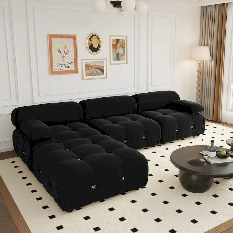 Canapé et chaise modulaires réversibles 104 Wide Velvet avec pouf